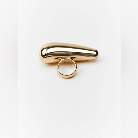 Zara Gold HORIZONTAL DROP RING NWT - Picture 3 of 8